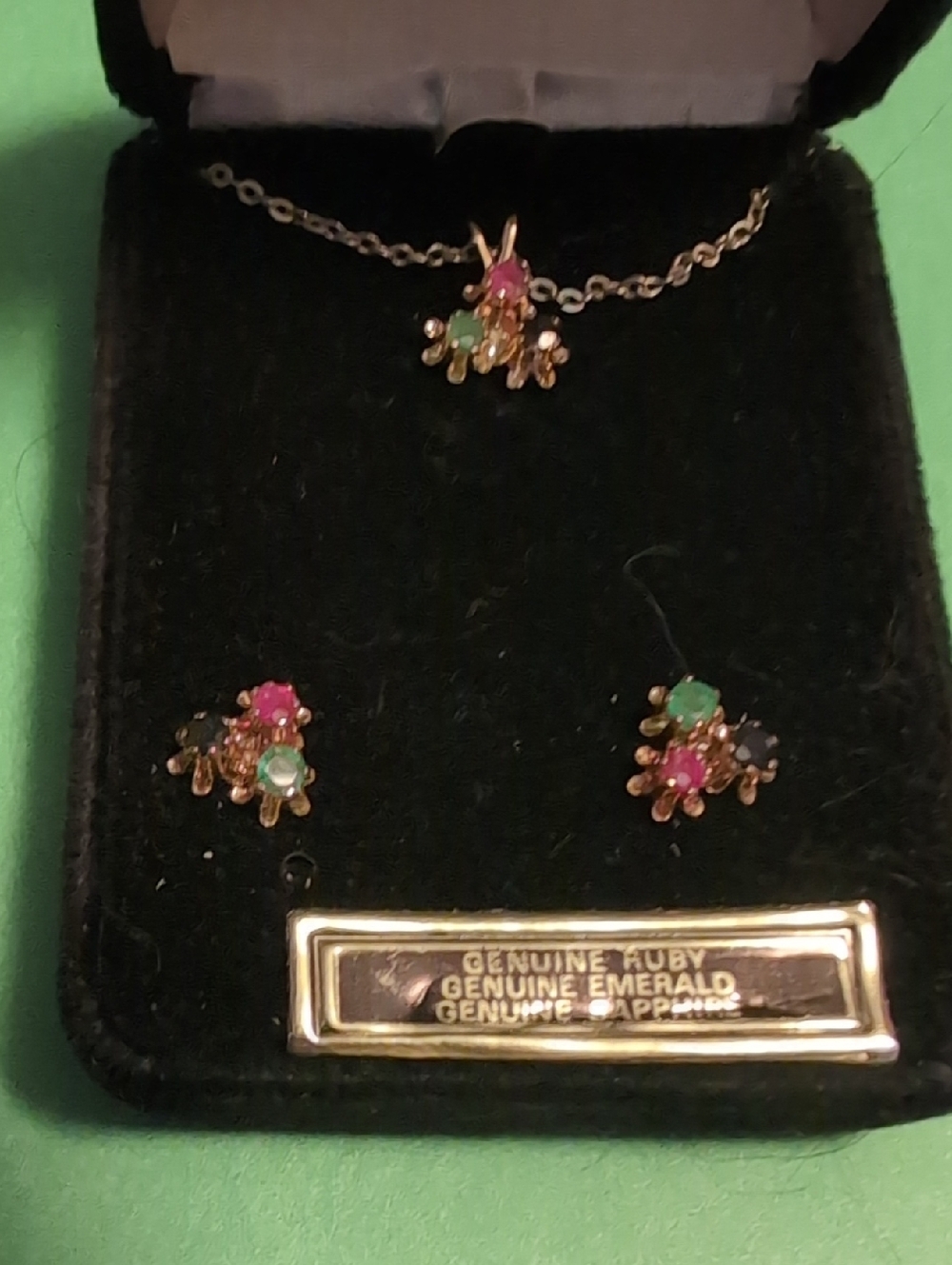 Gold-Tone Multi-Gem Cluster House Of Nikolas  Necklace and Stud Earrings -